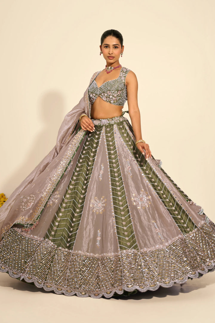 Dark green Lehenga set