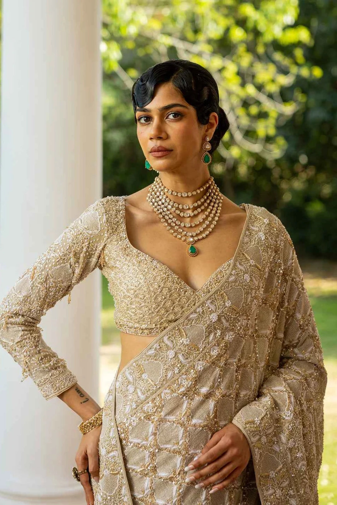 Earthy Green Pure & Premium Georgette Chikankari Saree