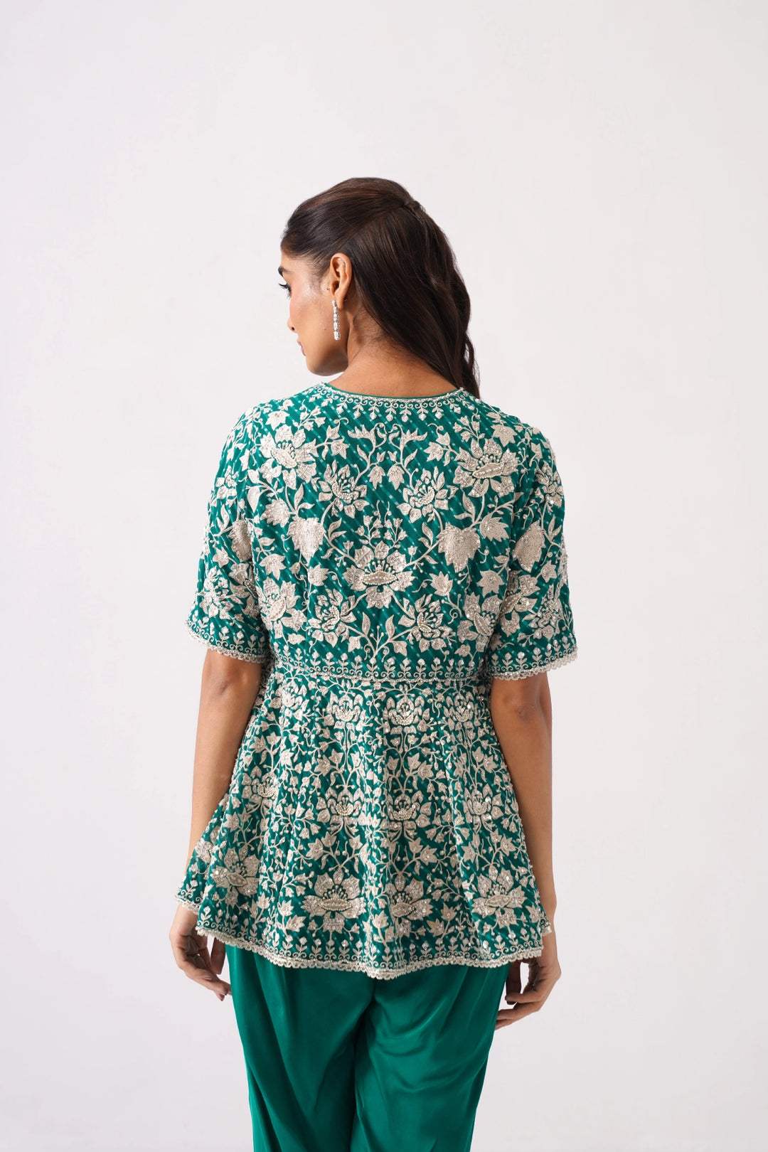 Dark Green Peplum Set