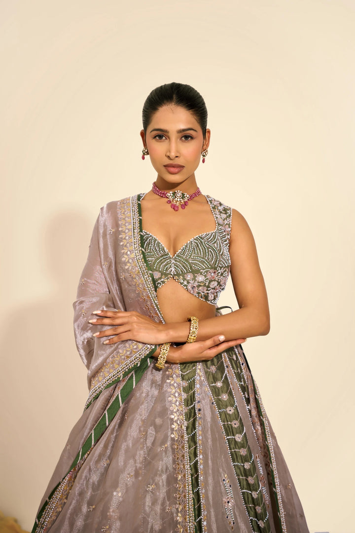 Dark green Lehenga set