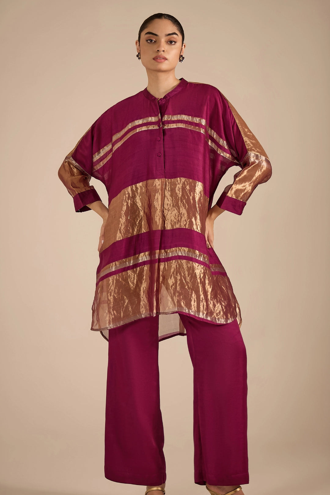Purple Tissue Kimono Set