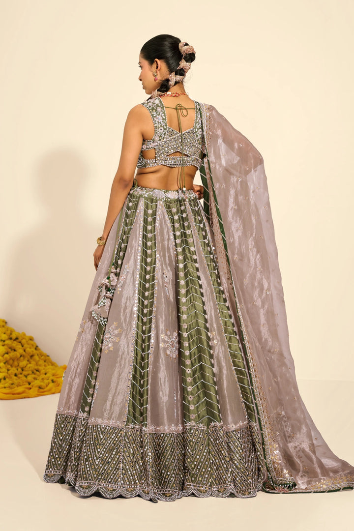 Dark green Lehenga set