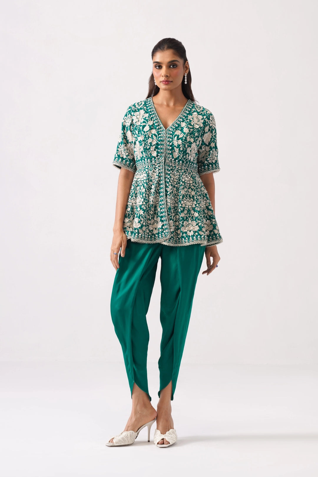 Dark Green Peplum Set