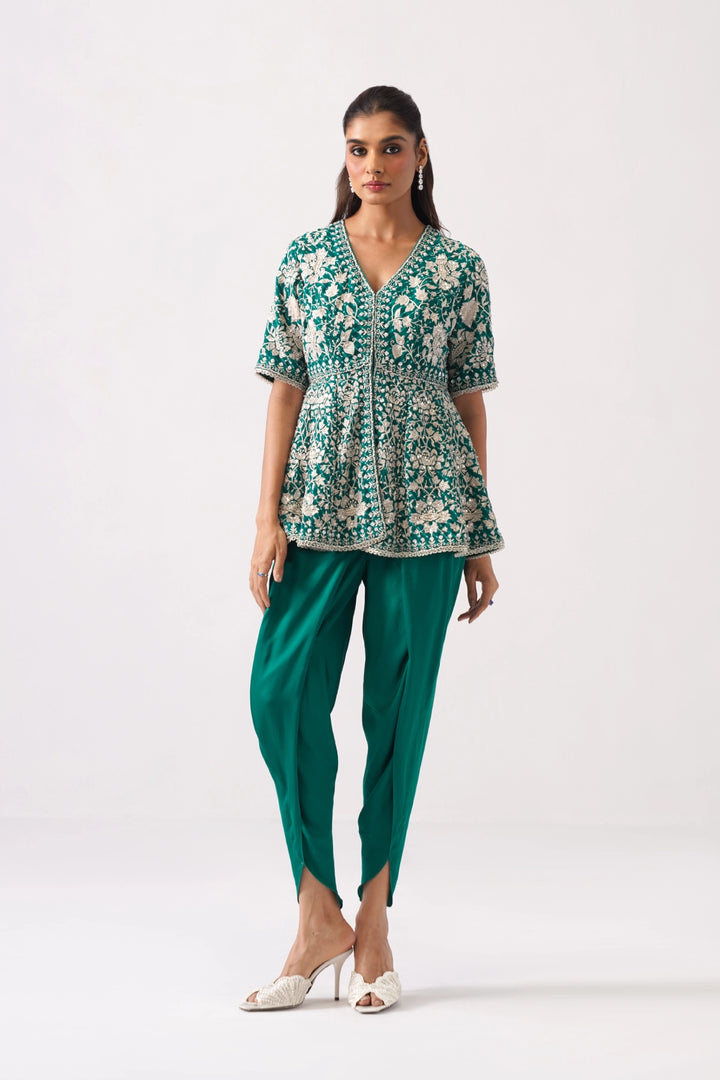 Dark Green Peplum Set