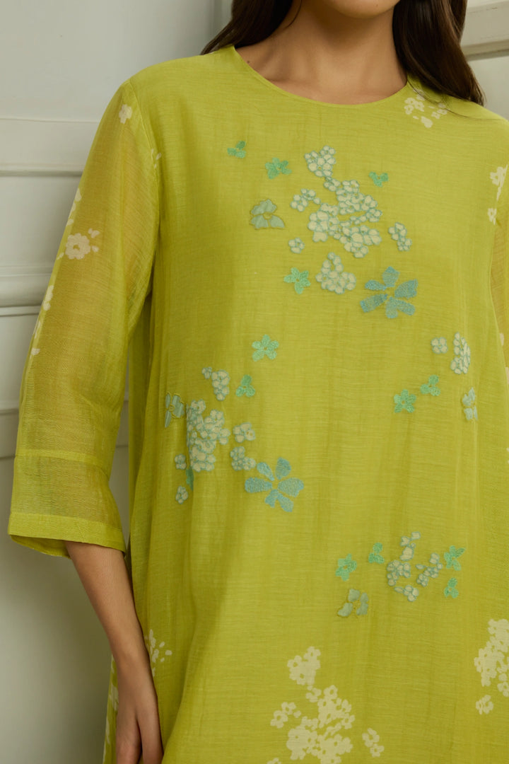 Lime Floral Embroidered Co-ord Set