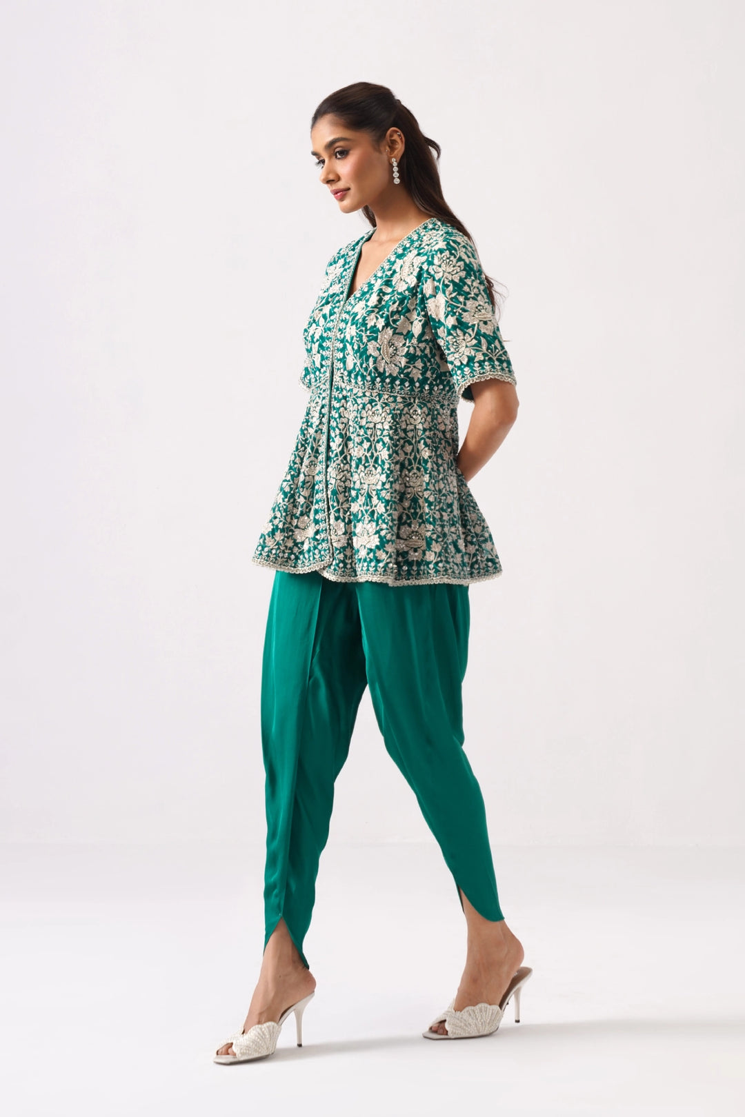 Dark Green Peplum Set