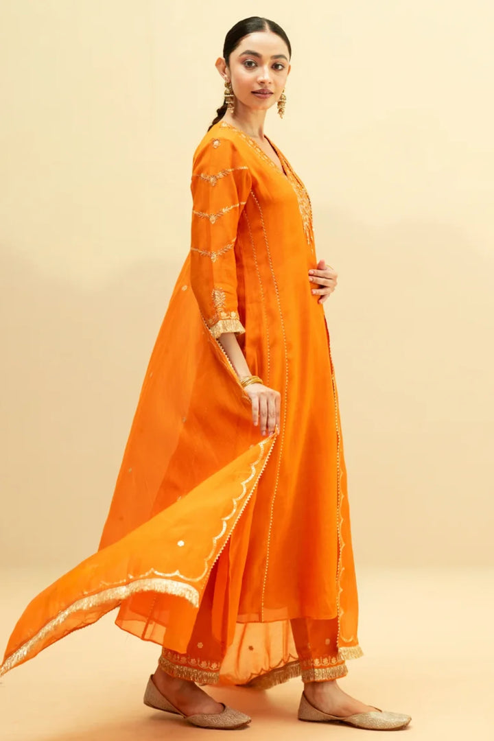 Chaandbali Mul Chanderi Aline Kurta Set
