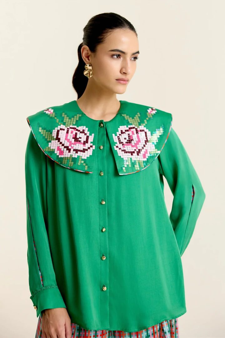 Mint Peter Pan Collar Shirt