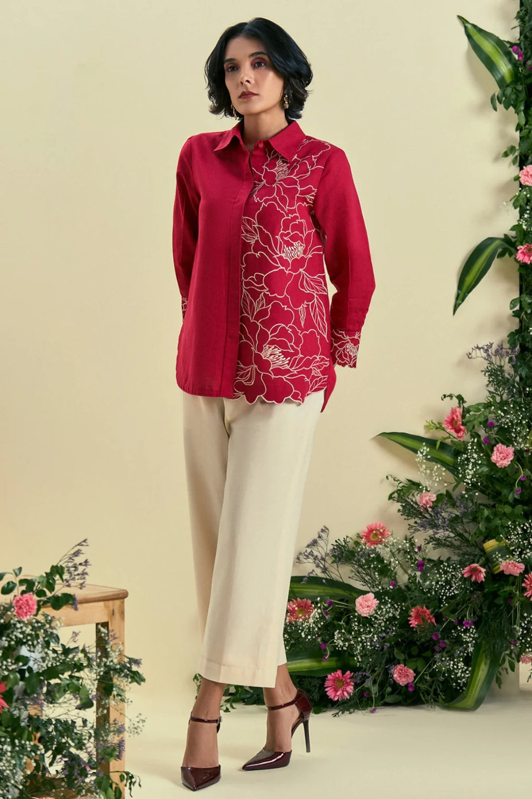 Origani Red Bloom Co-Ord Set
