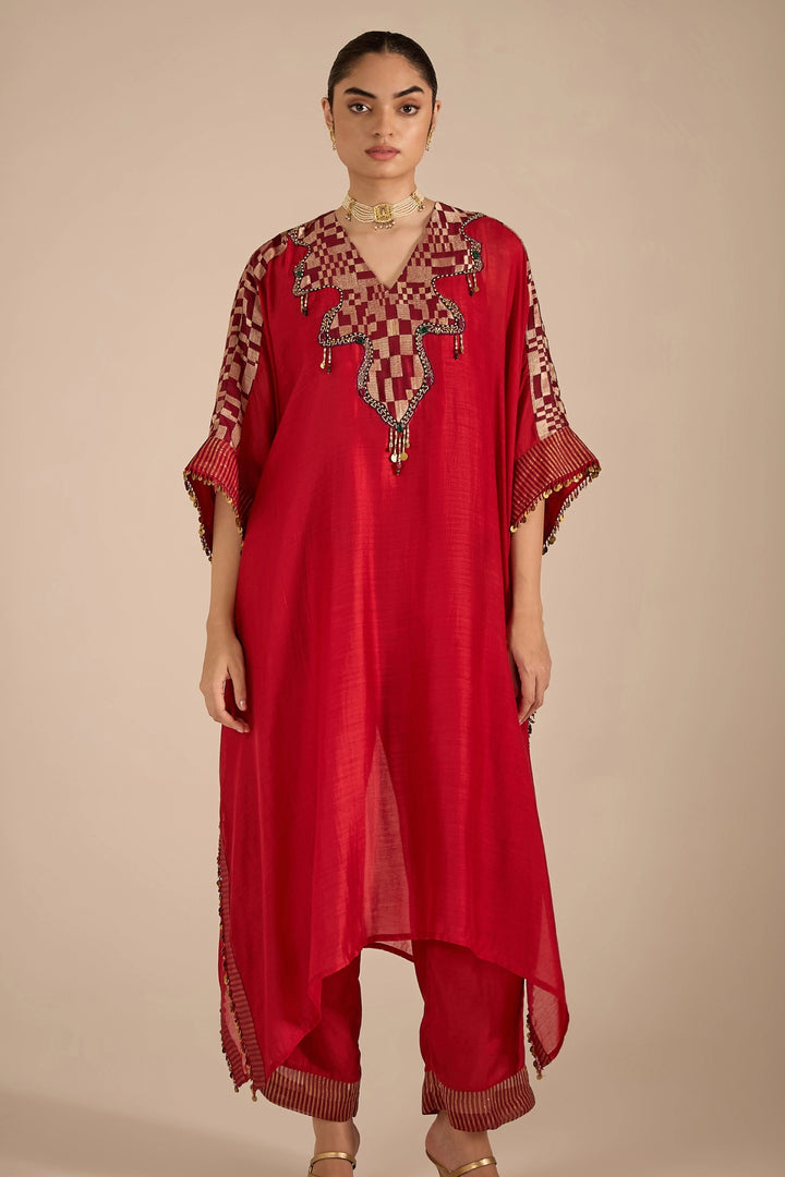 Red Jewel Yok Kaftan Set