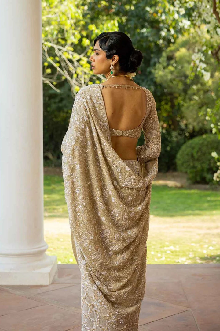 Earthy Green Pure & Premium Georgette Chikankari Saree