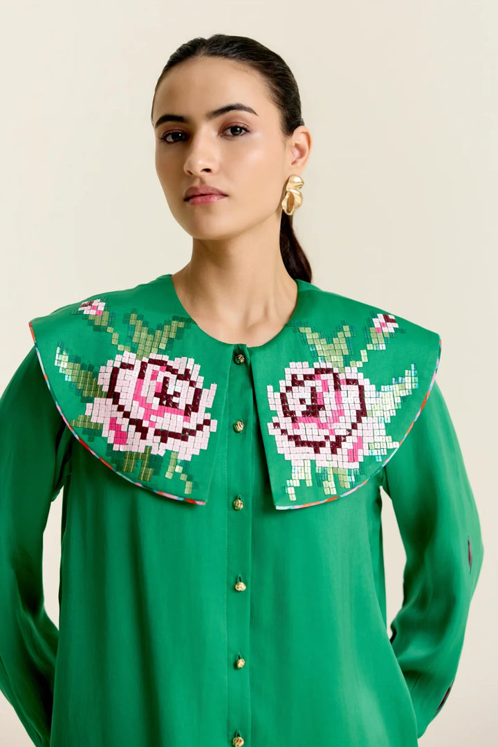 Mint Peter Pan Collar Shirt