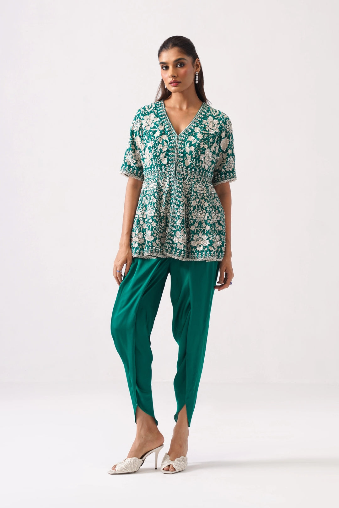 Dark Green Peplum Set