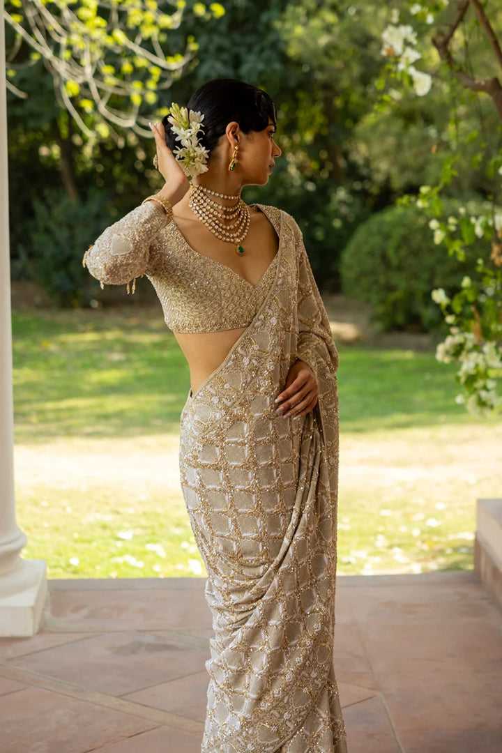 Earthy Green Pure & Premium Georgette Chikankari Saree