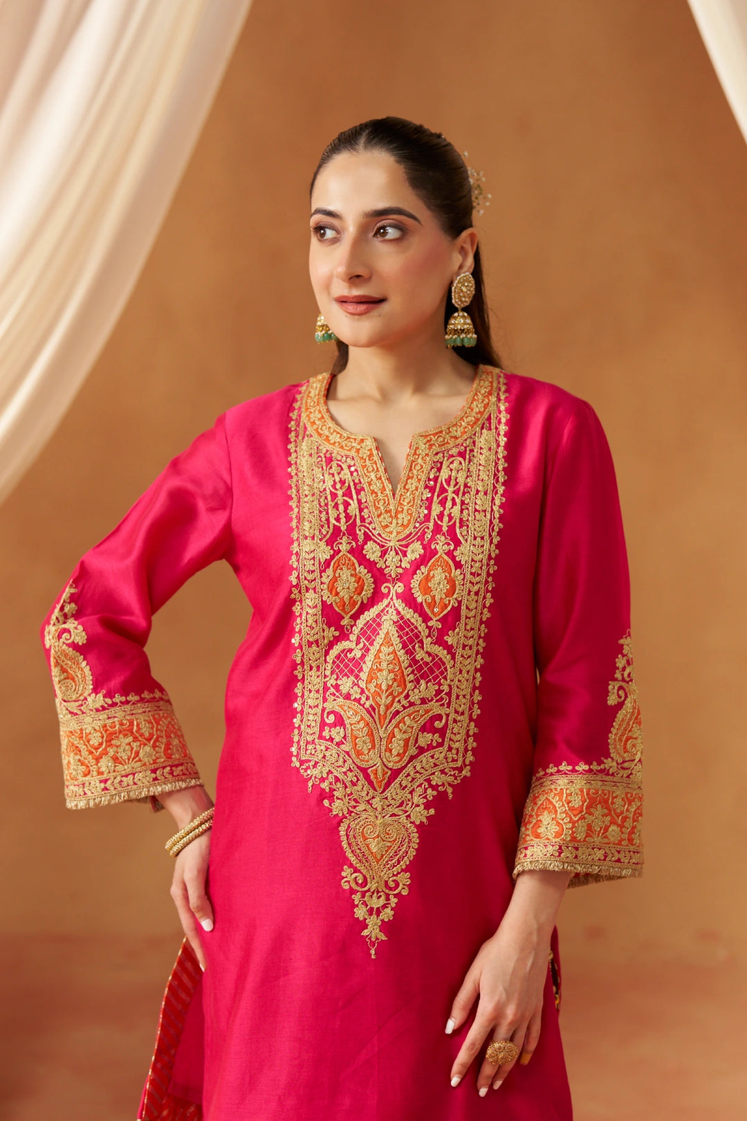 Adeela Hotpink Kurta with Salwar and Dupatta