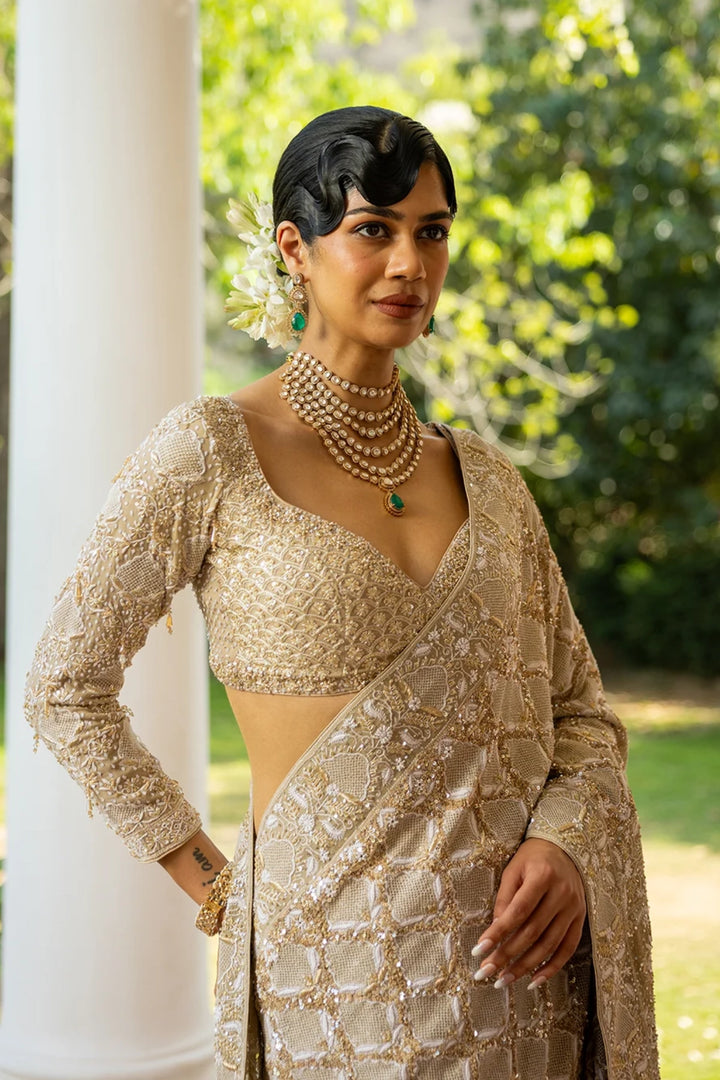 Earthy Green Pure & Premium Georgette Chikankari Saree