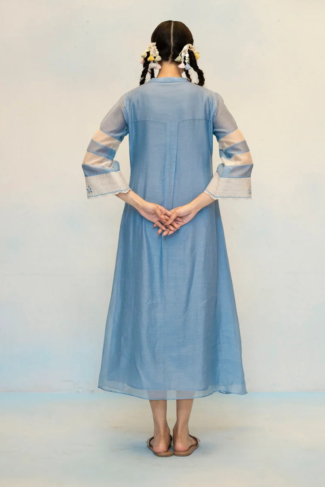 Zara Mul Chanderi Tunic Set in Blue