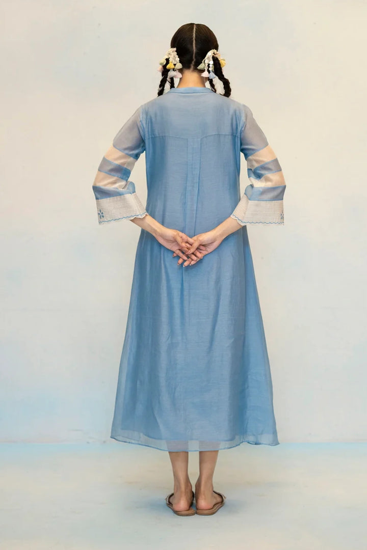 Zara Mul Chanderi Tunic Set in Blue