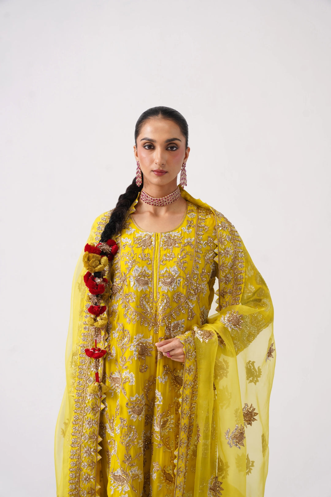 Zaar Bagh - Long Kurta Set - Mustard Yellow