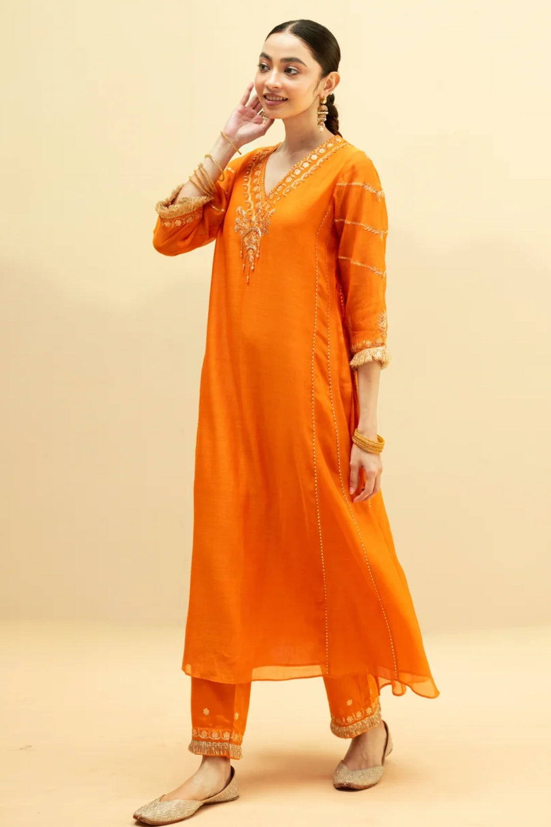 Chaandbali Mul Chanderi Aline Kurta Set