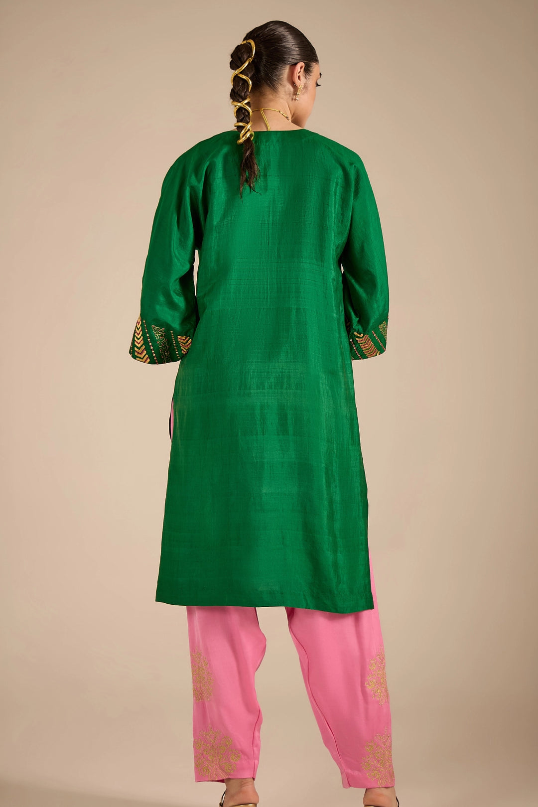Emerald Green Silk Kurta Set