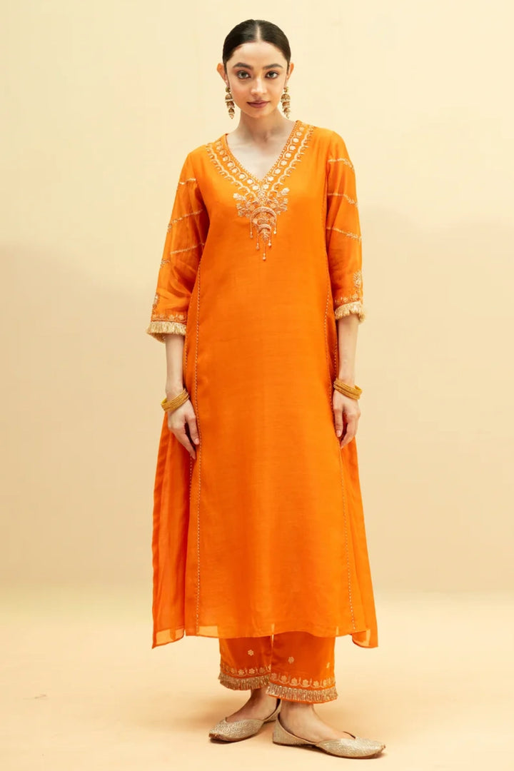 Chaandbali Mul Chanderi Aline Kurta Set