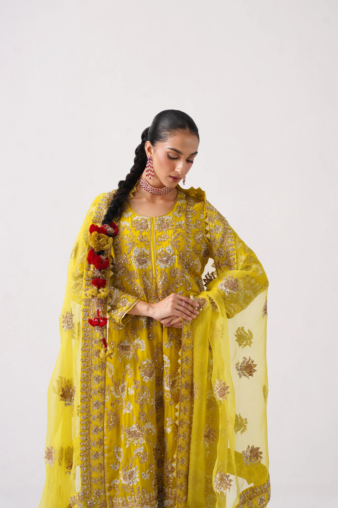 Zaar Bagh - Long Kurta Set - Mustard Yellow