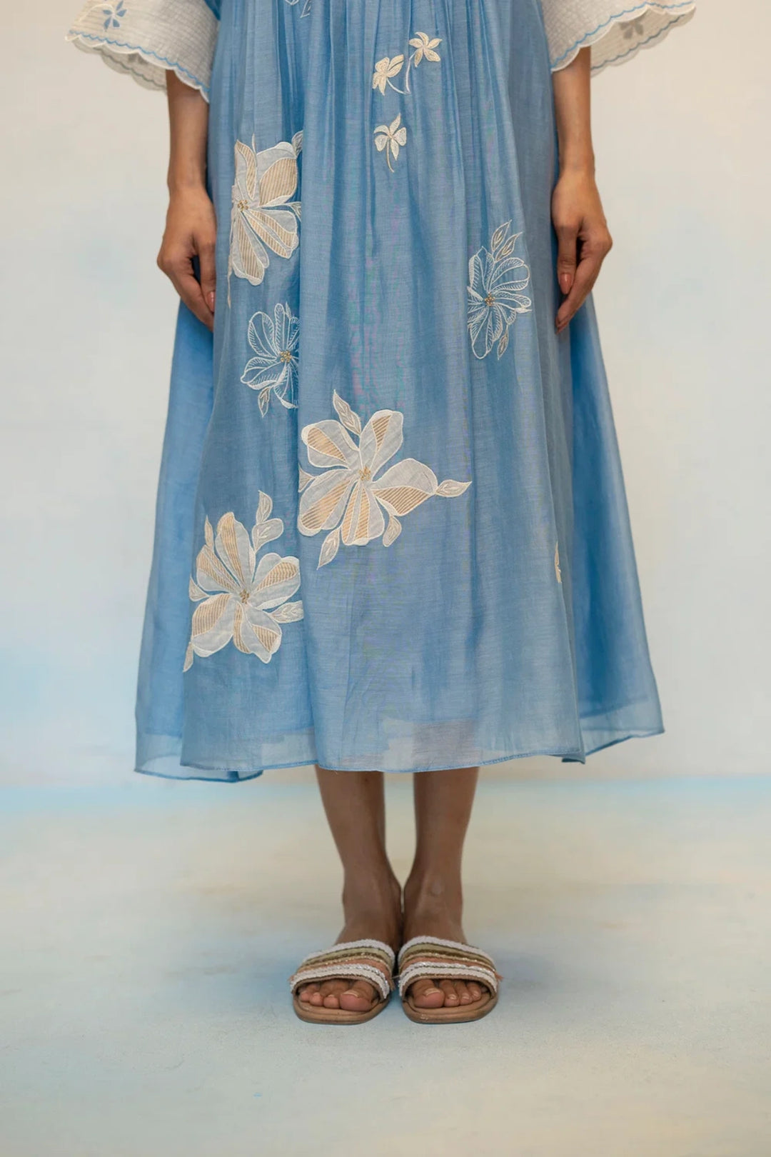 Zara Mul Chanderi Tunic Set in Blue