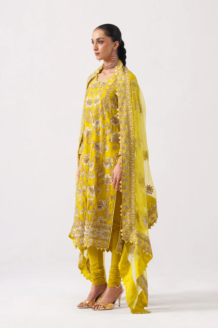 Zaar Bagh - Long Kurta Set - Mustard Yellow