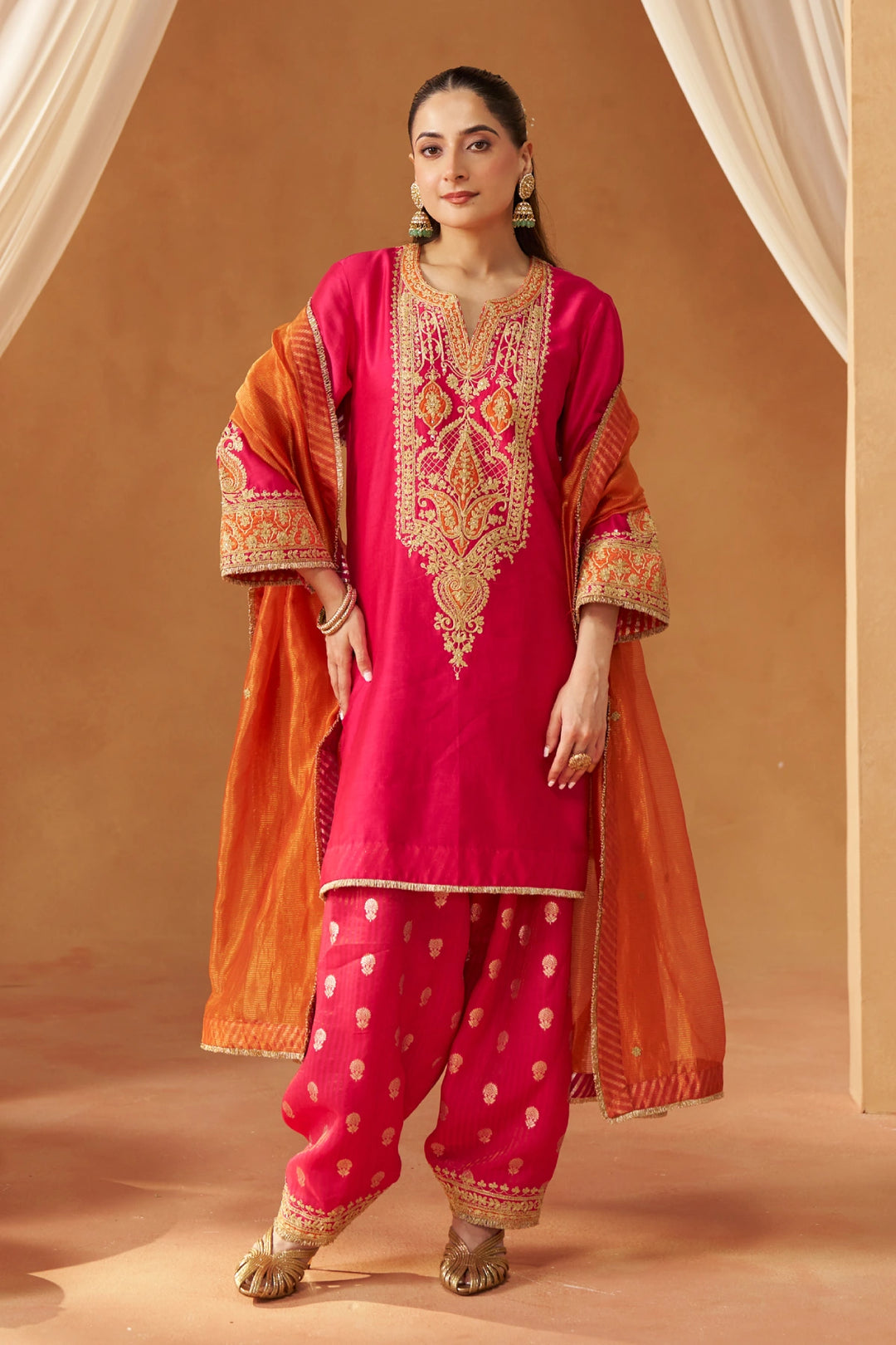 Adeela Hotpink Kurta with Salwar and Dupatta