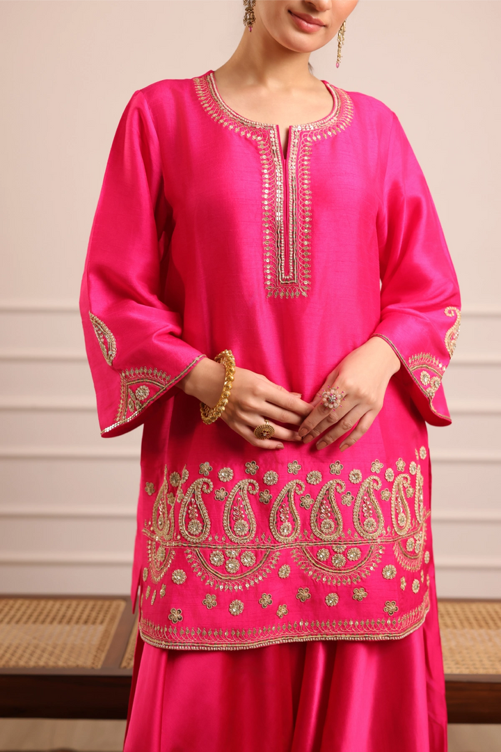 Keri Waterfall Pant Set Rani Pink
