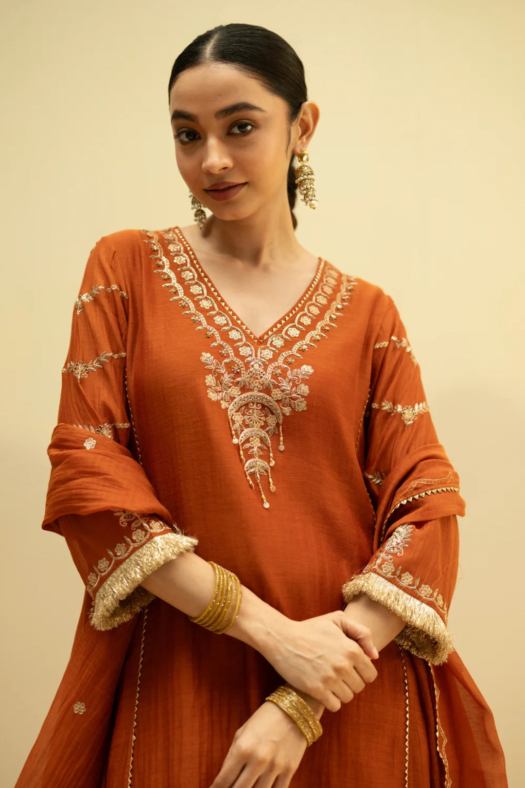 Chaandbali Mul Chanderi Aline Kurta Set