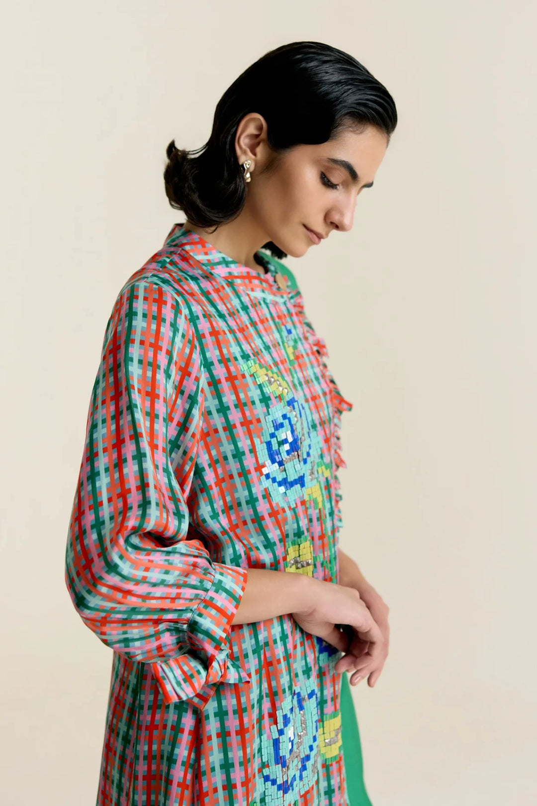 Mint Frill Shirt Dress