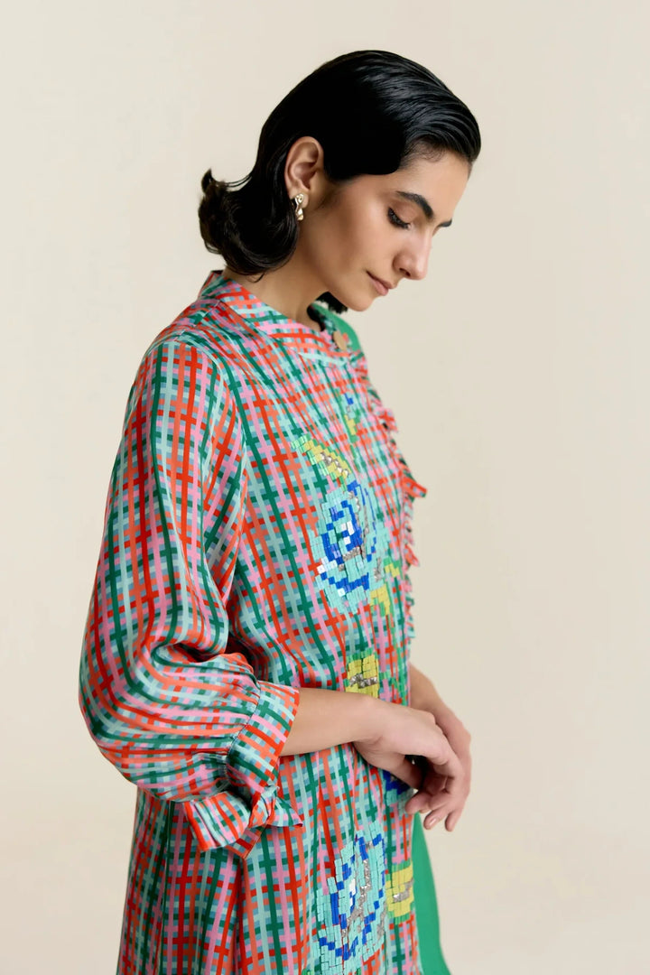 Mint Frill Shirt Dress