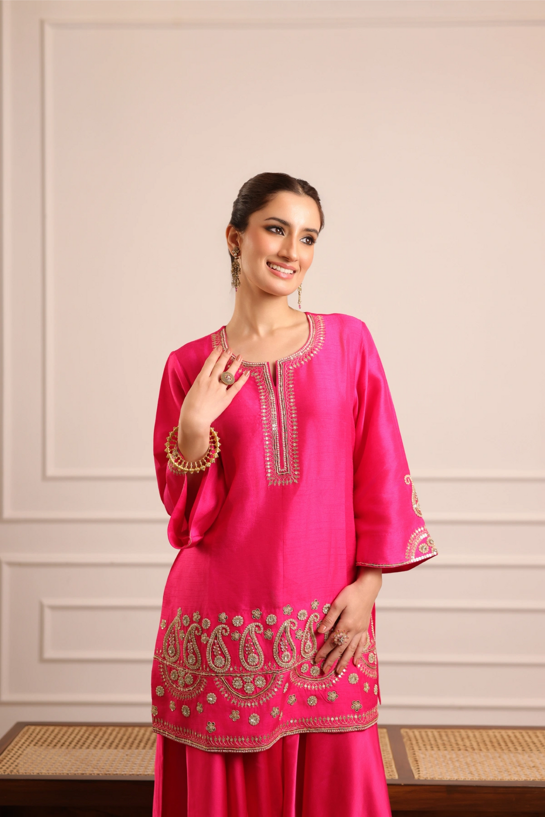 Keri Waterfall Pant Set Rani Pink