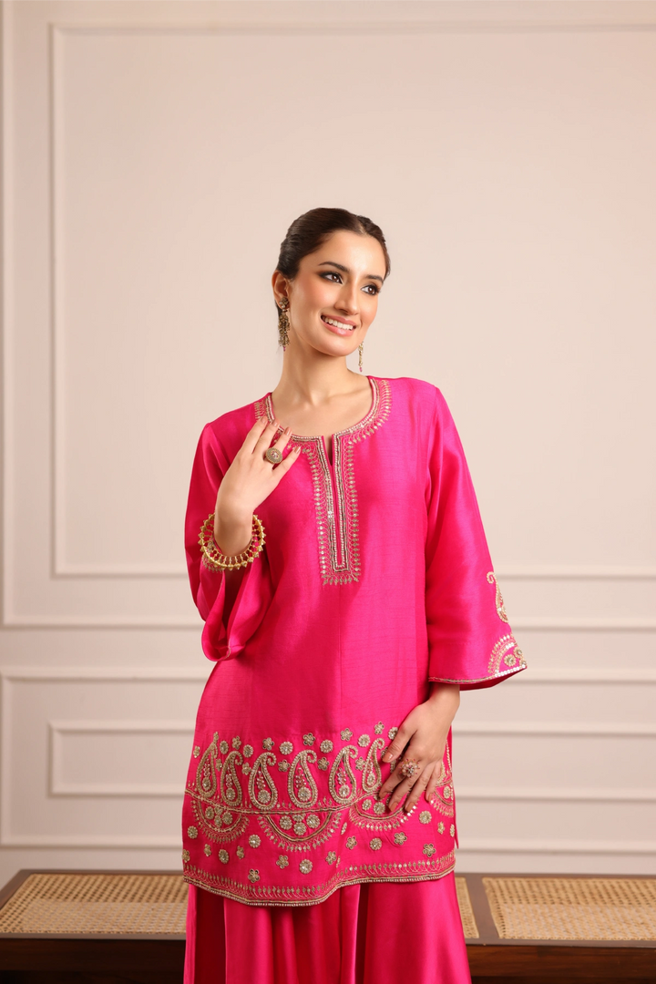 Keri Waterfall Pant Set Rani Pink