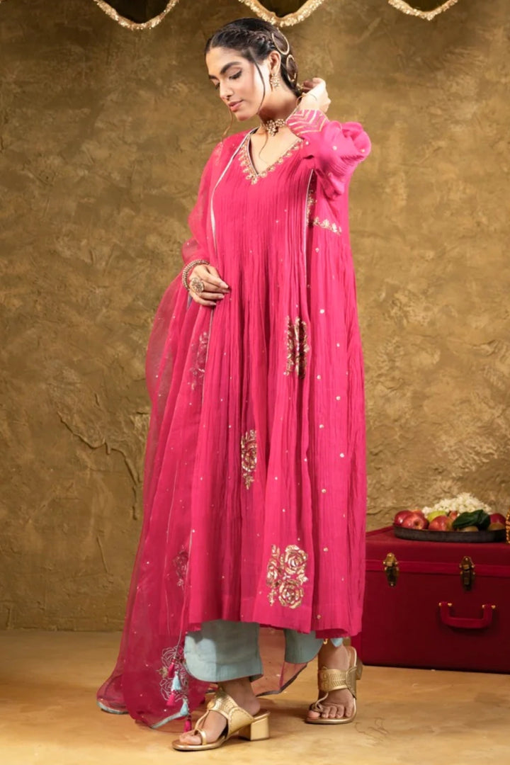 Pink 5 Boota Kurta Set