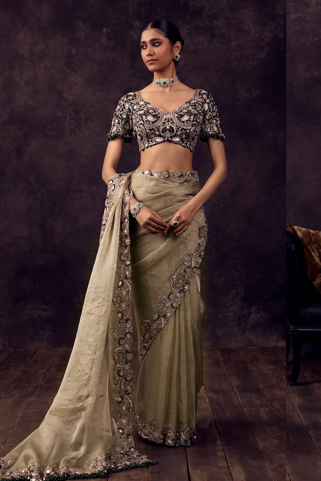 AS Gota Emerald Saree