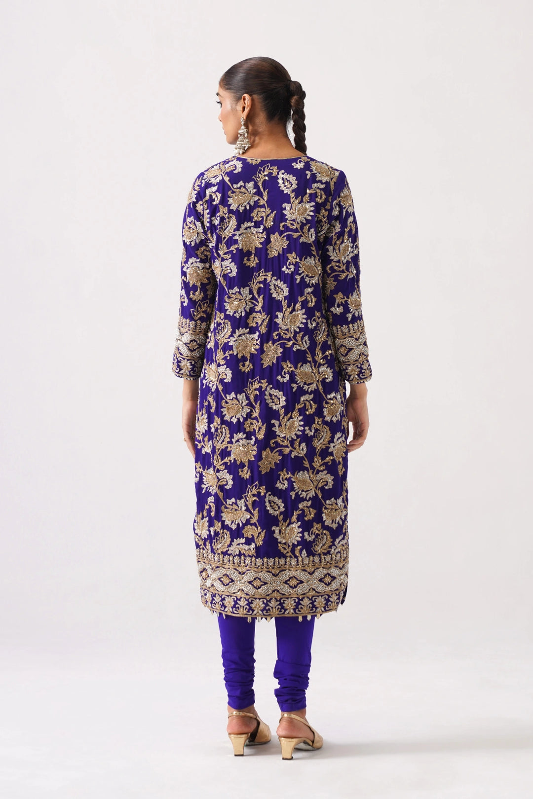 Zaar Bagh - Long Kurta Set - Dark Blue