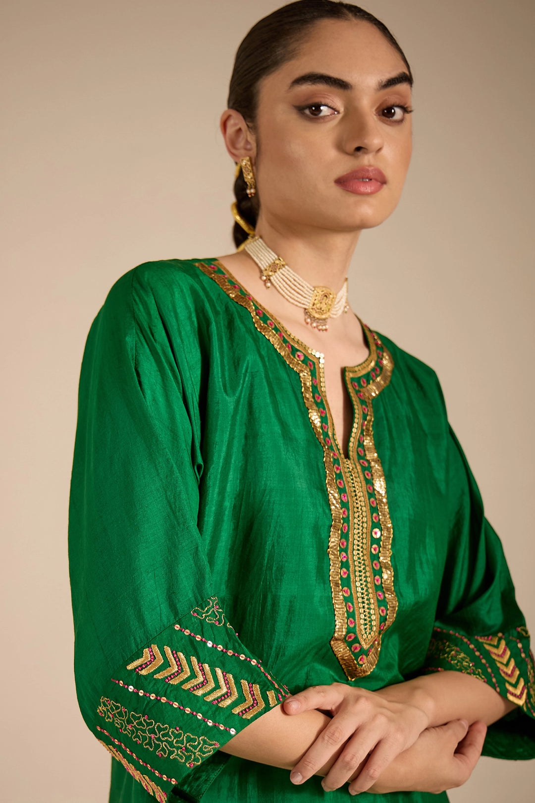 Emerald Green Silk Kurta Set