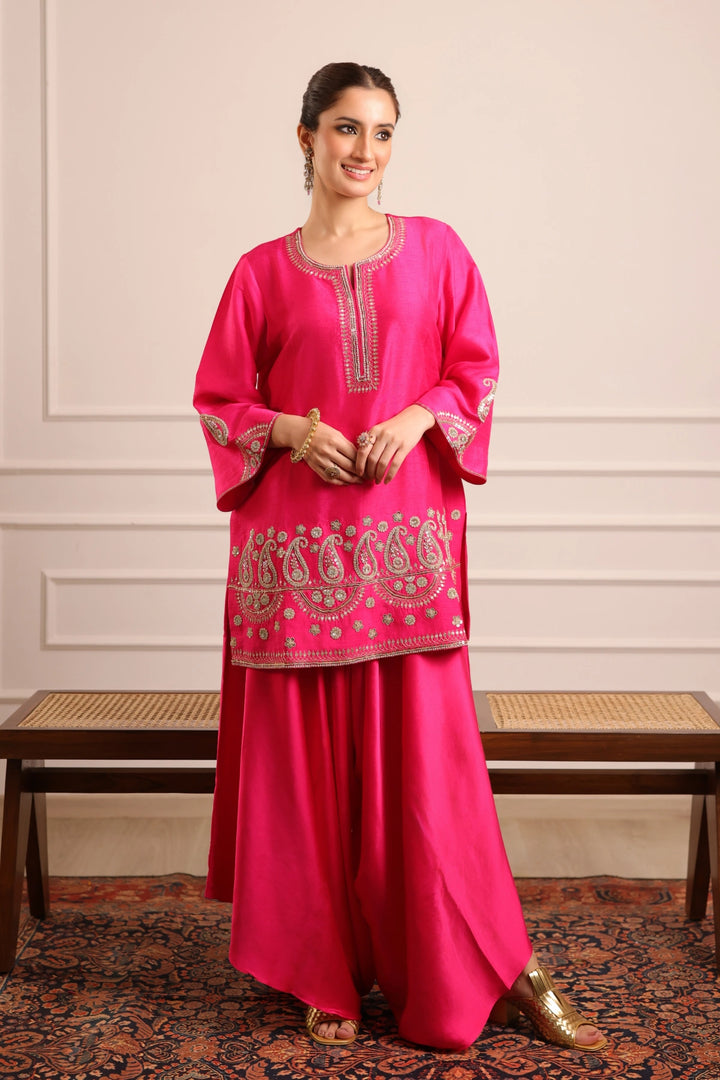 Keri Waterfall Pant Set Rani Pink