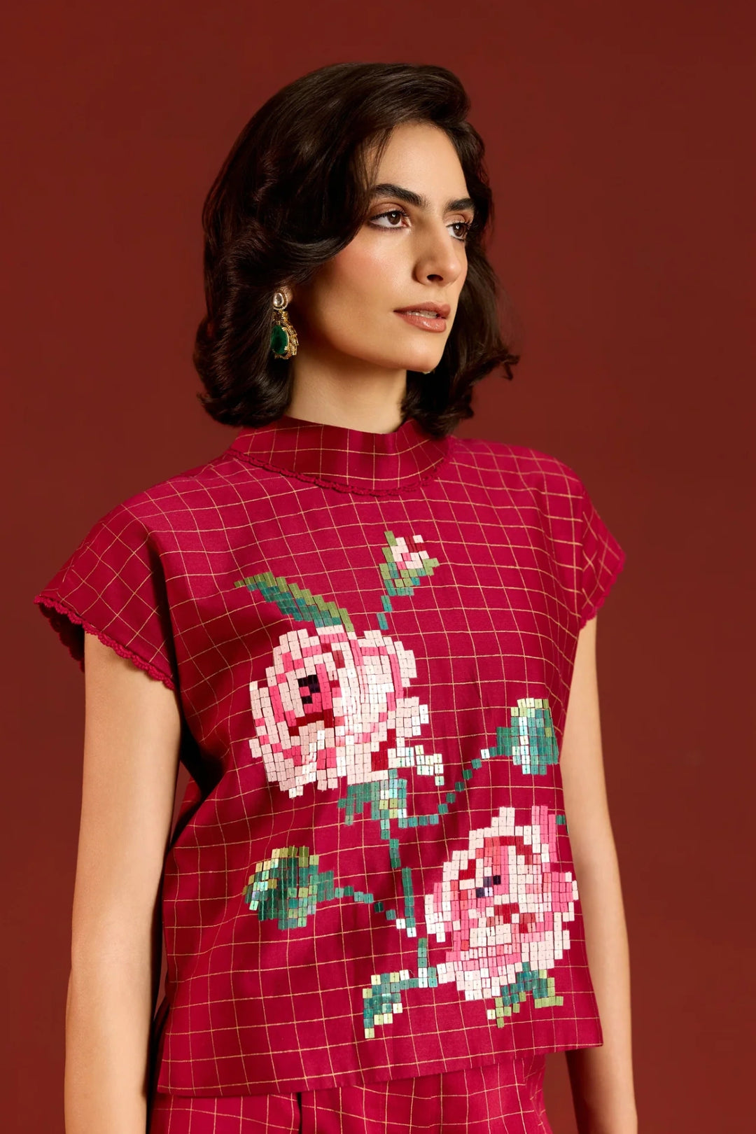 Maroon Crop Top + Sharara