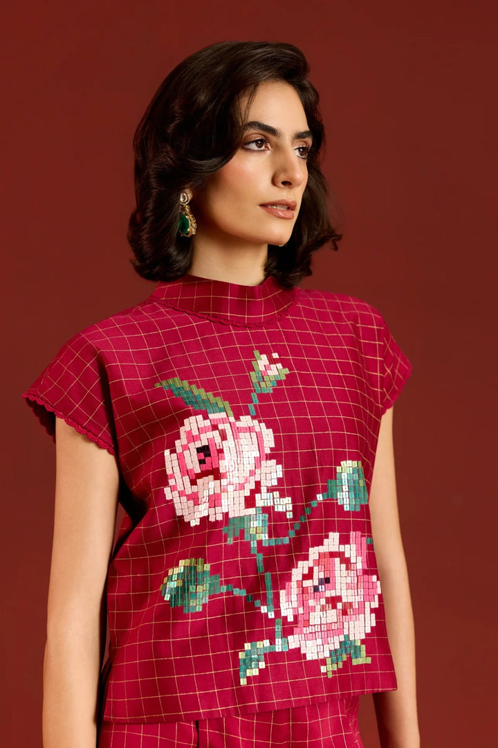 Maroon Crop Top + Sharara