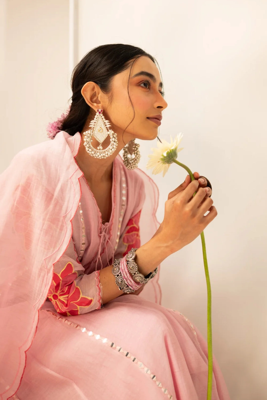 Zoya Mul Chanderi Anarkali Set