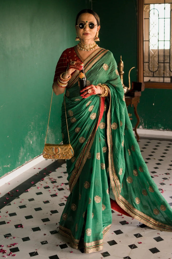 Emerald green saree