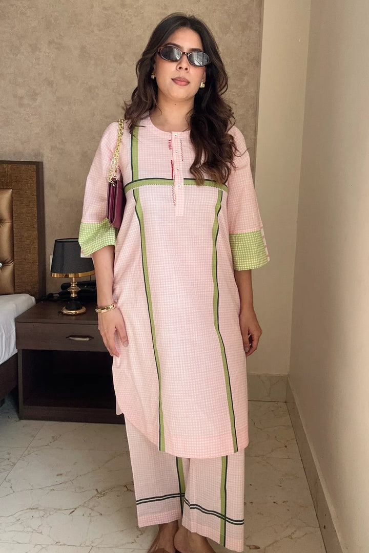 Shefali Tiwari in Cotton Shepherd Check With Stripe Coord Set