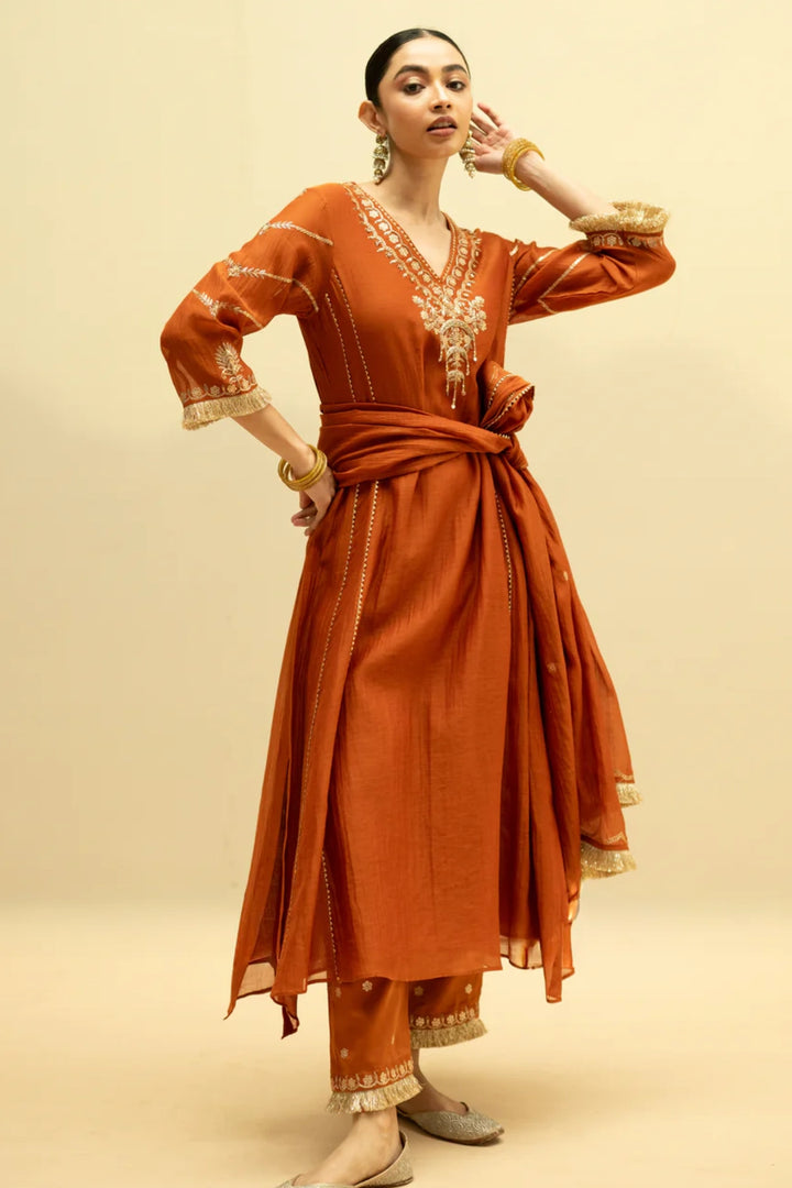 Chaandbali Mul Chanderi Aline Kurta Set