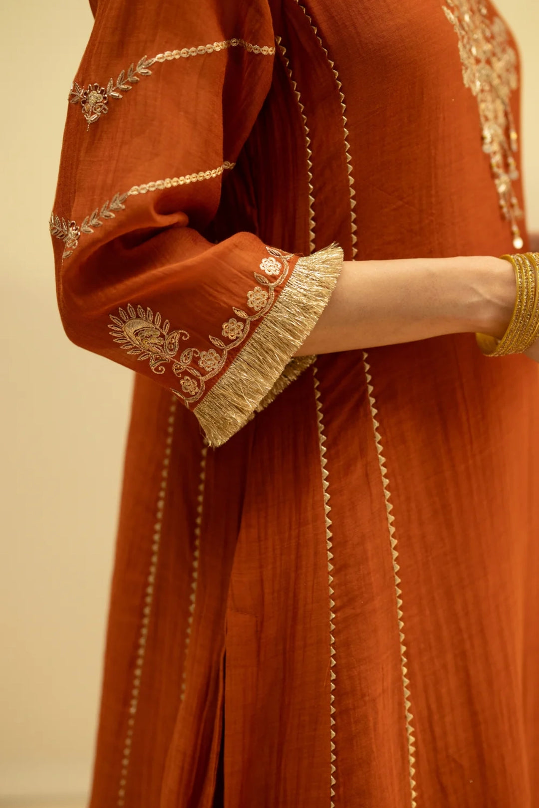 Chaandbali Mul Chanderi Aline Kurta Set