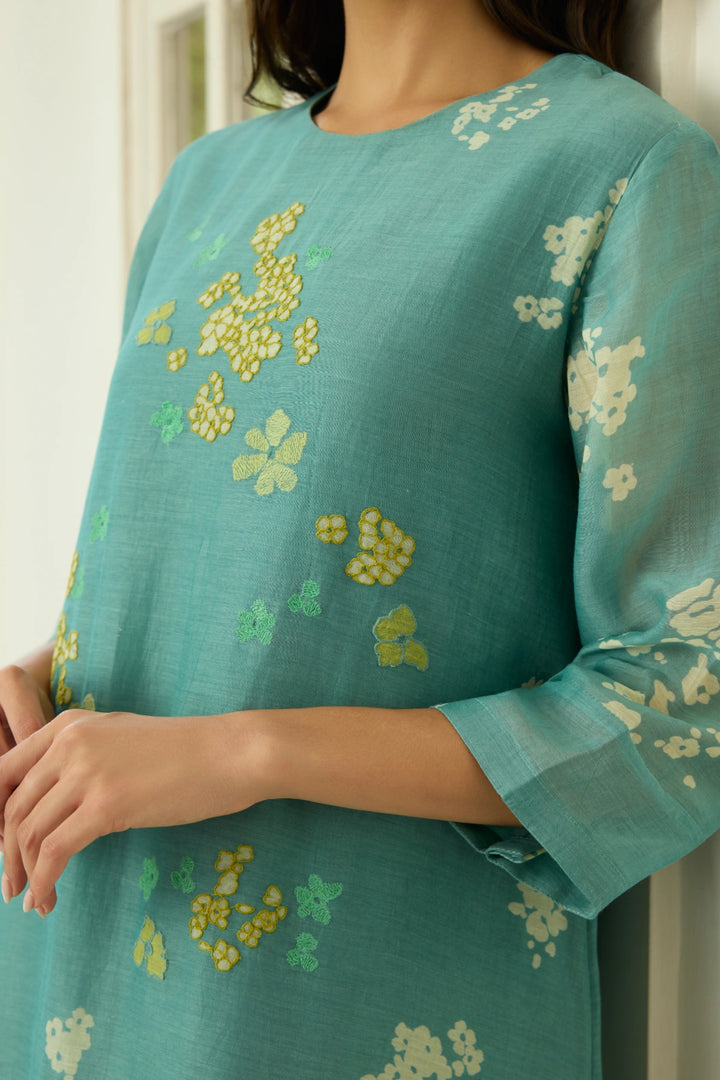Aqua Floral Applique Co-ord Set
