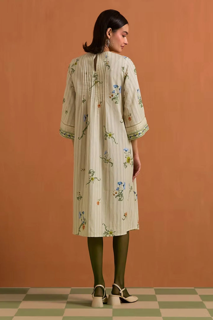 Verdant Yoke Dress-Ivory